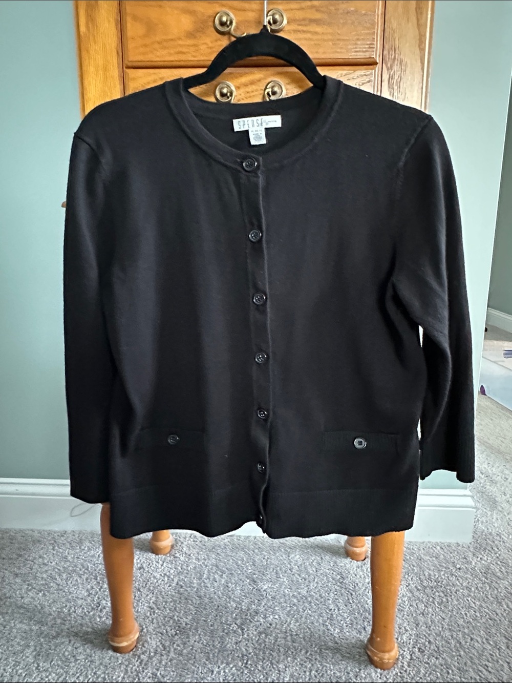 Spense Black Long-Sleeve Button Cardigan